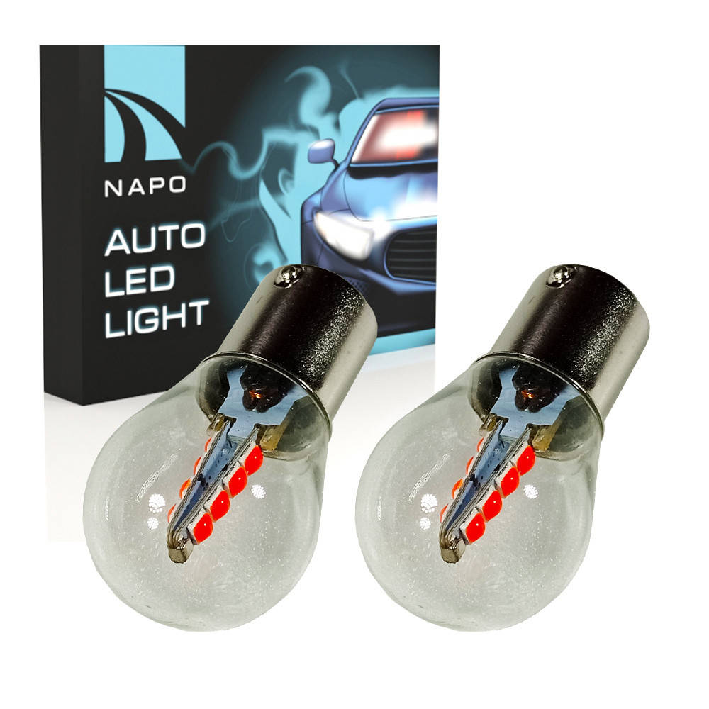 

Комплект светодиодных ламп NAPO LED 1156-3030-8smd 12-24V P21W 1156 BA15S цвет свечения красный 2 шт