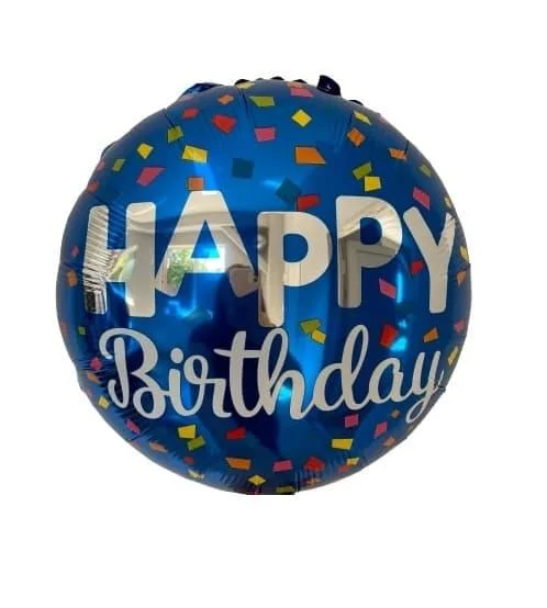 

Фольгированный шарик КНР 18" (45 см) Круг Happy Birthday золото на синем, Разные цвета