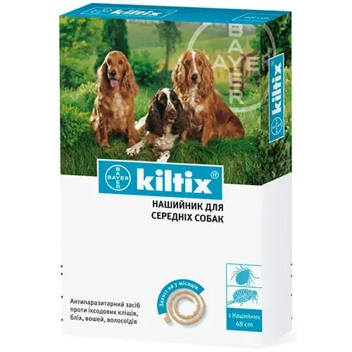 

Ошейник Bayer Kiltix против блох и клещей для собак, 48 см