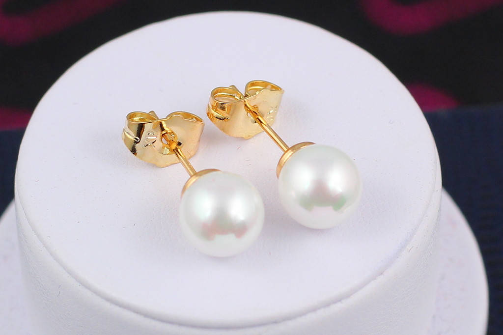 

Серьги гвоздики Xuping Jewelry жемчуг 8 мм золотистые