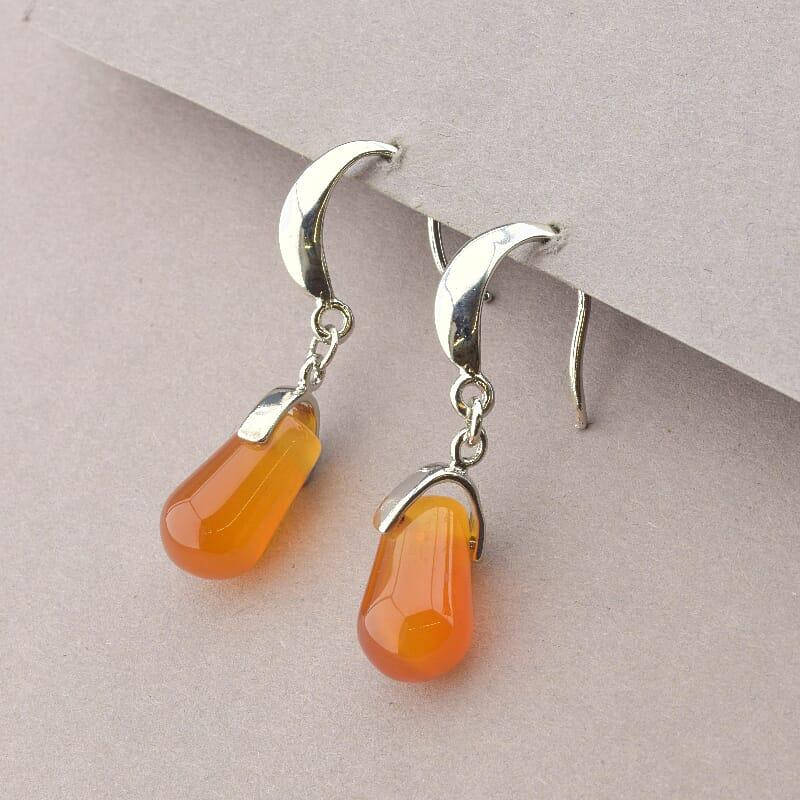 

092904 Серьги Сердолик, Оранжевый