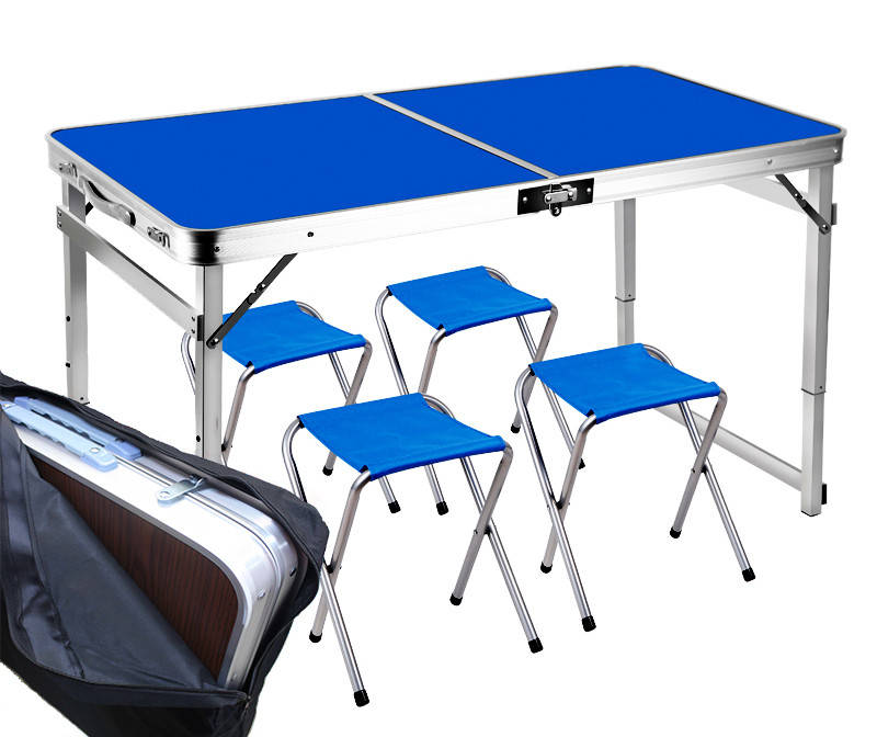 

УСИЛЕННЫЙ раскладной удобный стол для пикника + ЧЕХОЛ + 4 стула Синий