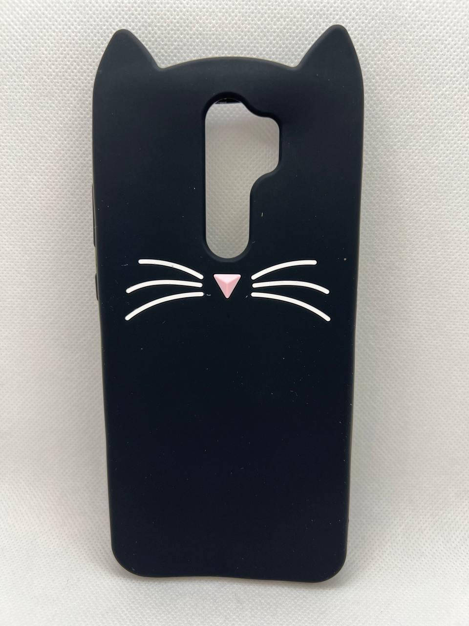 

Резиновый 3D чехол для Xiaomi Redmi Note 8 Pro Кот Усы, Черный