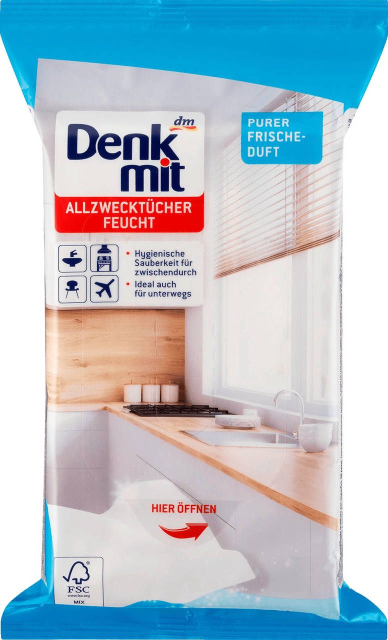 

Влажные салфетки универсальные чистая свежесть Denkmit, 50 шт (Германия)