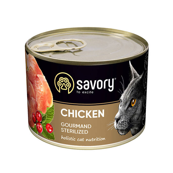 

Savory Cat Can Adult Sterilised курица k 200g