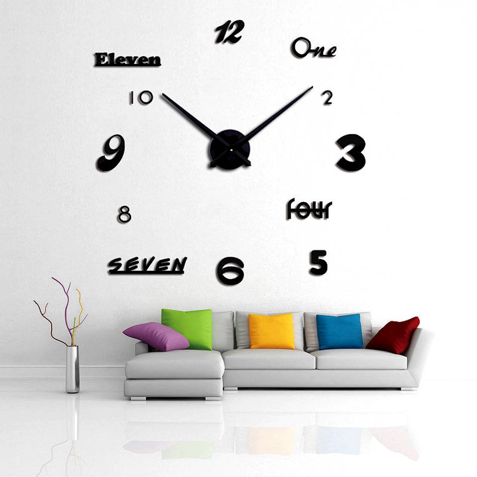 

Часы 3d объемные разборные с цифрами и словами черные до 1м