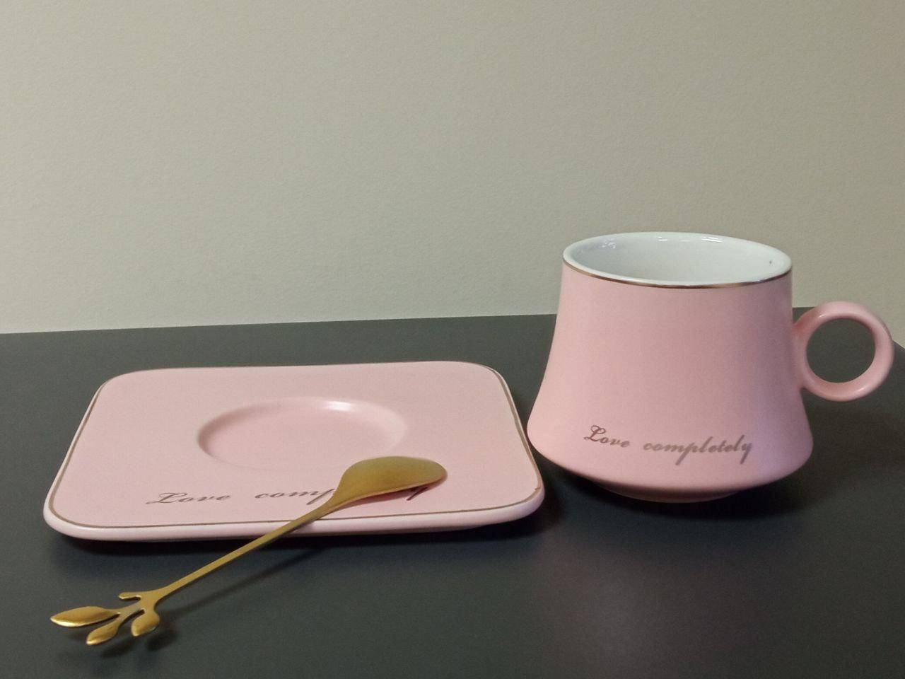 

Кружка с блюдцем и ложкой Автобиография 2 150 мл Розовый