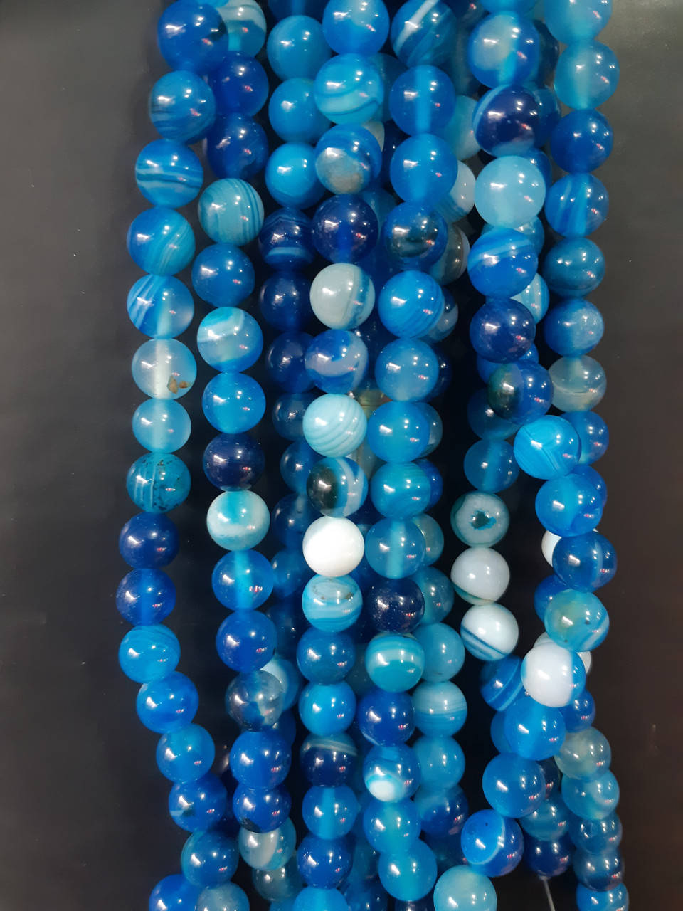 

Бусины на нитке Агат гладкий шарик d-8мм(+-) L-37см