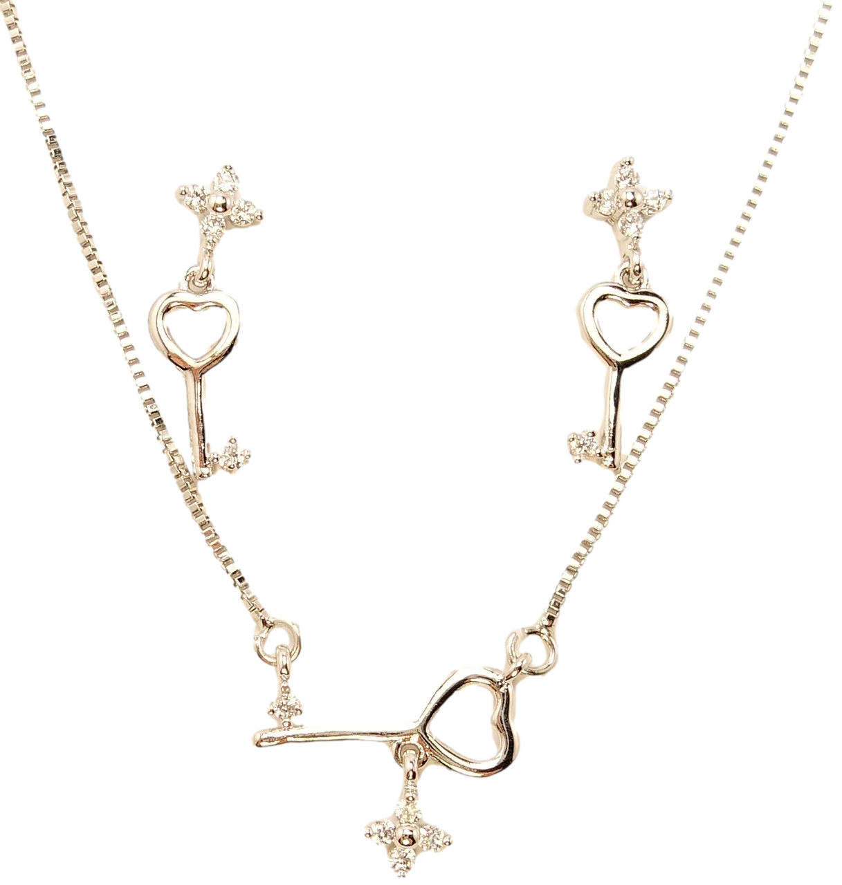 

Набор Xuping Родий Серьги Кулон на цепочке "Ключик Счастья" длина 43-46 см