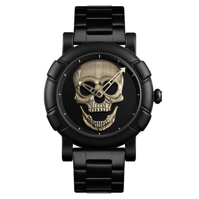 

Skmei 9178 skull черные с бронзой мужские часы