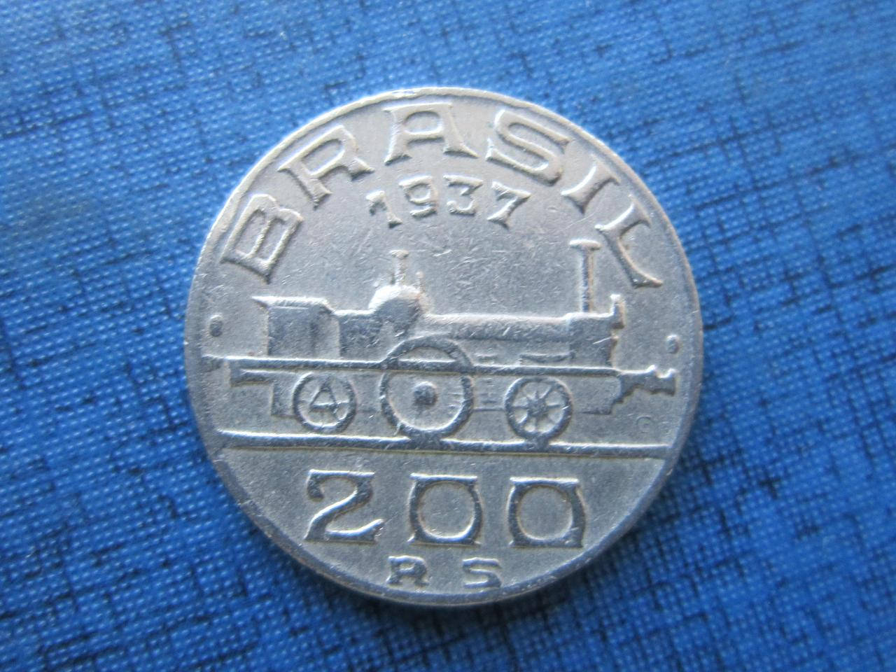 

Монета 200 рейс Бразилия 1937 поезд паровоз