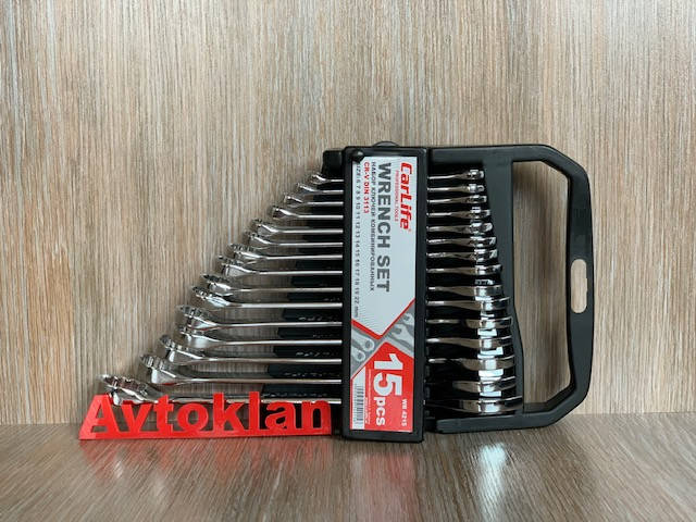 

Набор ключей рожково-накидных CARLIFE Рожковый, гаечный ключ с кольцом CR-V (15 шт) 6-22 мм WR4215 Наборключей