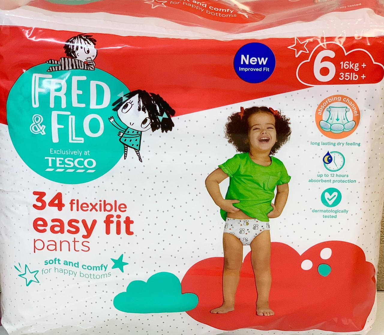 

Подгузники-трусики Tesco 6 (15+кг) 34шт Чехия, Белый
