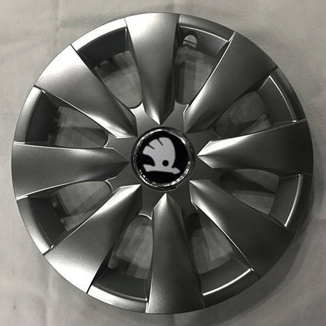 

Колпаки Skoda R15 темная эмблема, серебро - (SJS ke3824) - комплект (4 шт.)