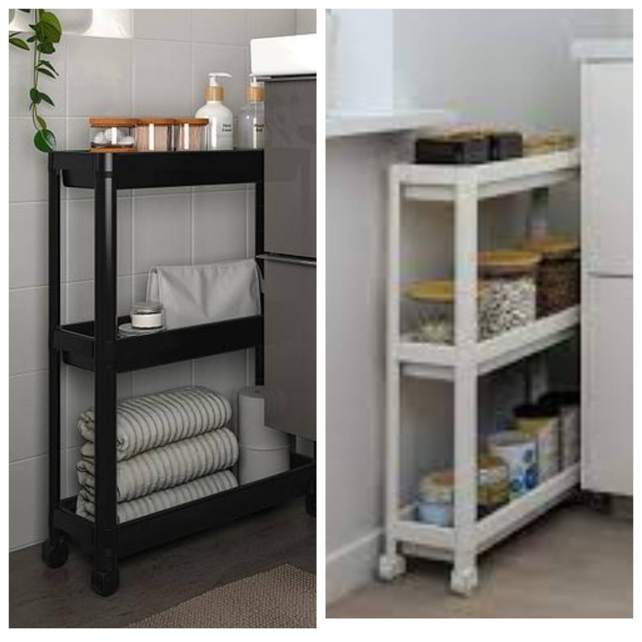 

Стеллаж-тележка ikea VESKEN черный, белый