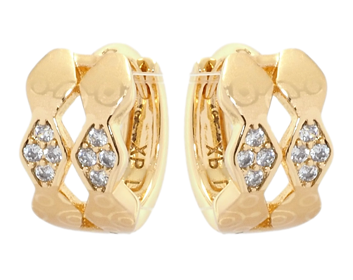 

Серьги Xuping Позолота 18K колечки "Ромбовый орнамент с напылением и цирконием"