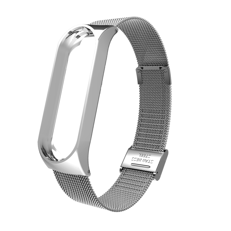 

Pемешок для фитнес браслета Xiaomi Mi Band 3 и 4 Mesh steel Silver