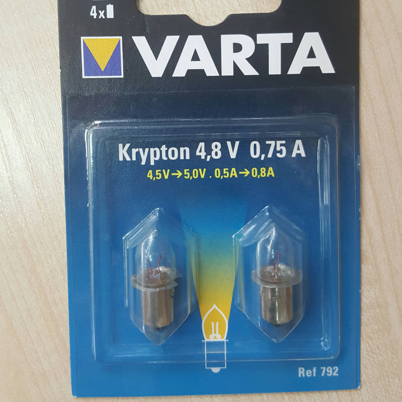 

Лампочка Varta 792 для фонаря, криптон, 4.8В, 0.75А