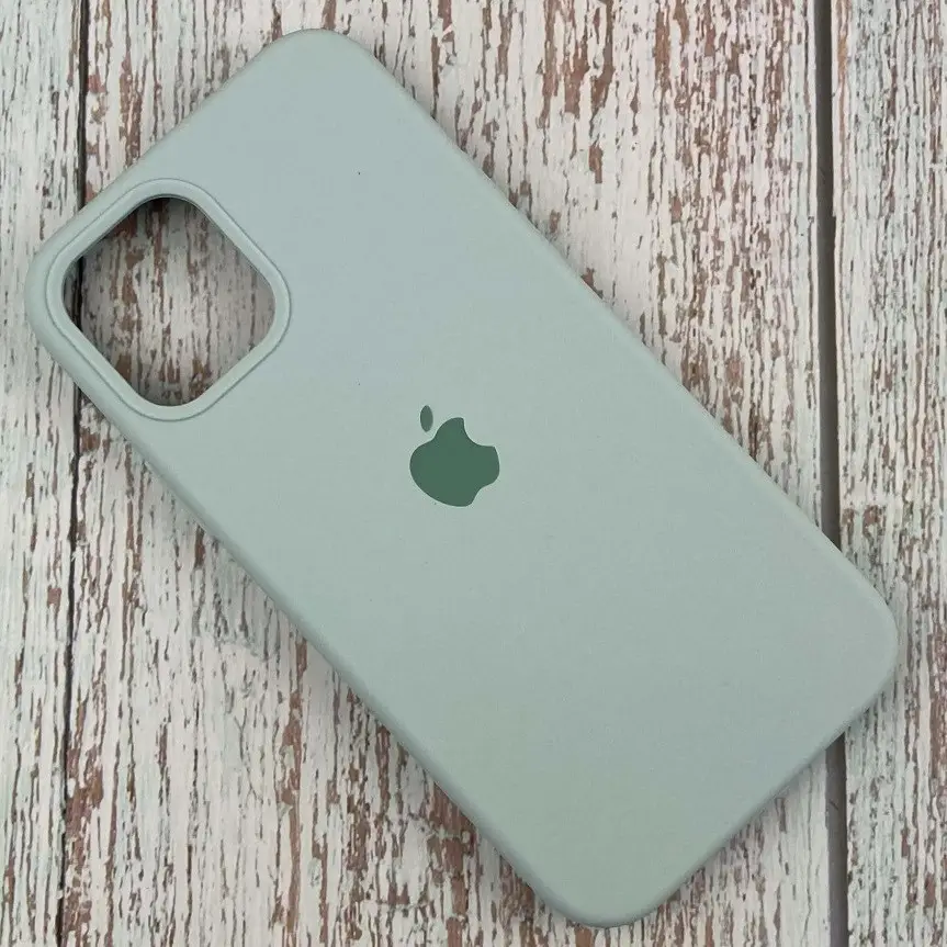 

Силиконовый Чехол на iPhone 12/12Pro 6.1" с закрытым низом Silicone Case 100% Серо-зеленый, Зелёный