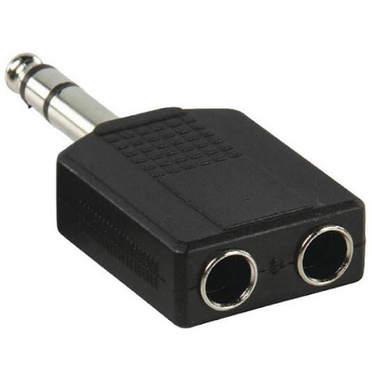 

Cплиттер Jack 6.3 папа / 2 Jack 6.3 мама Stereo Black пластик (09993), Черный