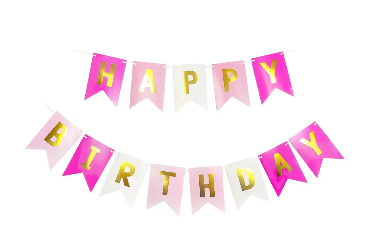 

Гирлянда "Happy Birthday", розовая микс