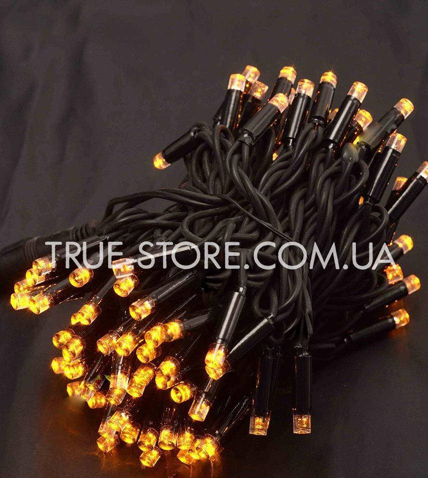 

Гирлянда уличная 100LED+FLASH, 10метров, Черный каучук 3,3мм, Желтый цвет