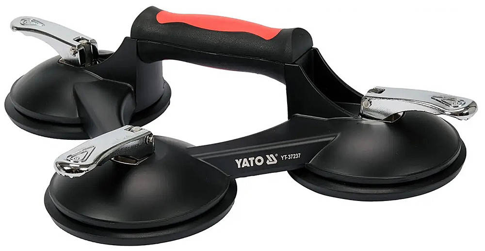 

Тройной держатель для стекла, до 190 кг, Ø присоски 125 мм, YATO YT-37237