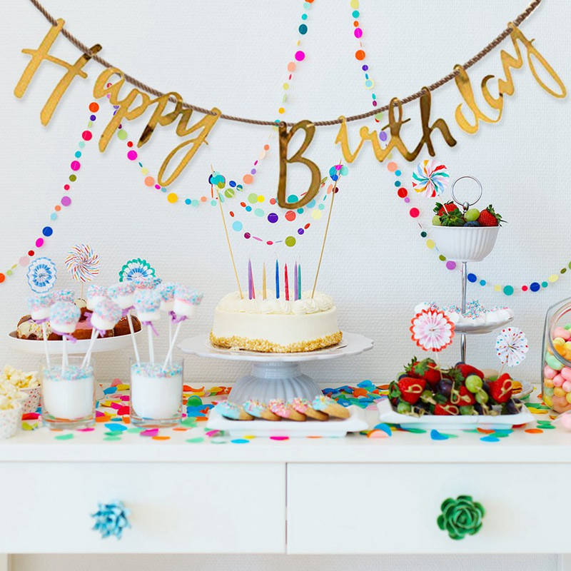 

Бумажная гирлянда Happy Birthday золото прописью, 1,5 метра