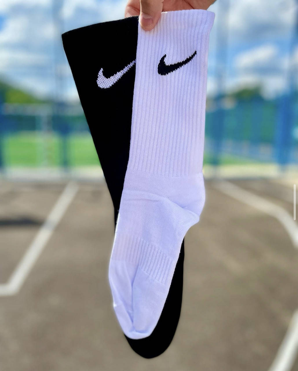 

Носки Nike высокие спортивные носки Найк белые чёрные тренировочные с логотипом