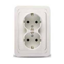 

Розетка 2-ная с заземлением Makel (WEGA) бел вст