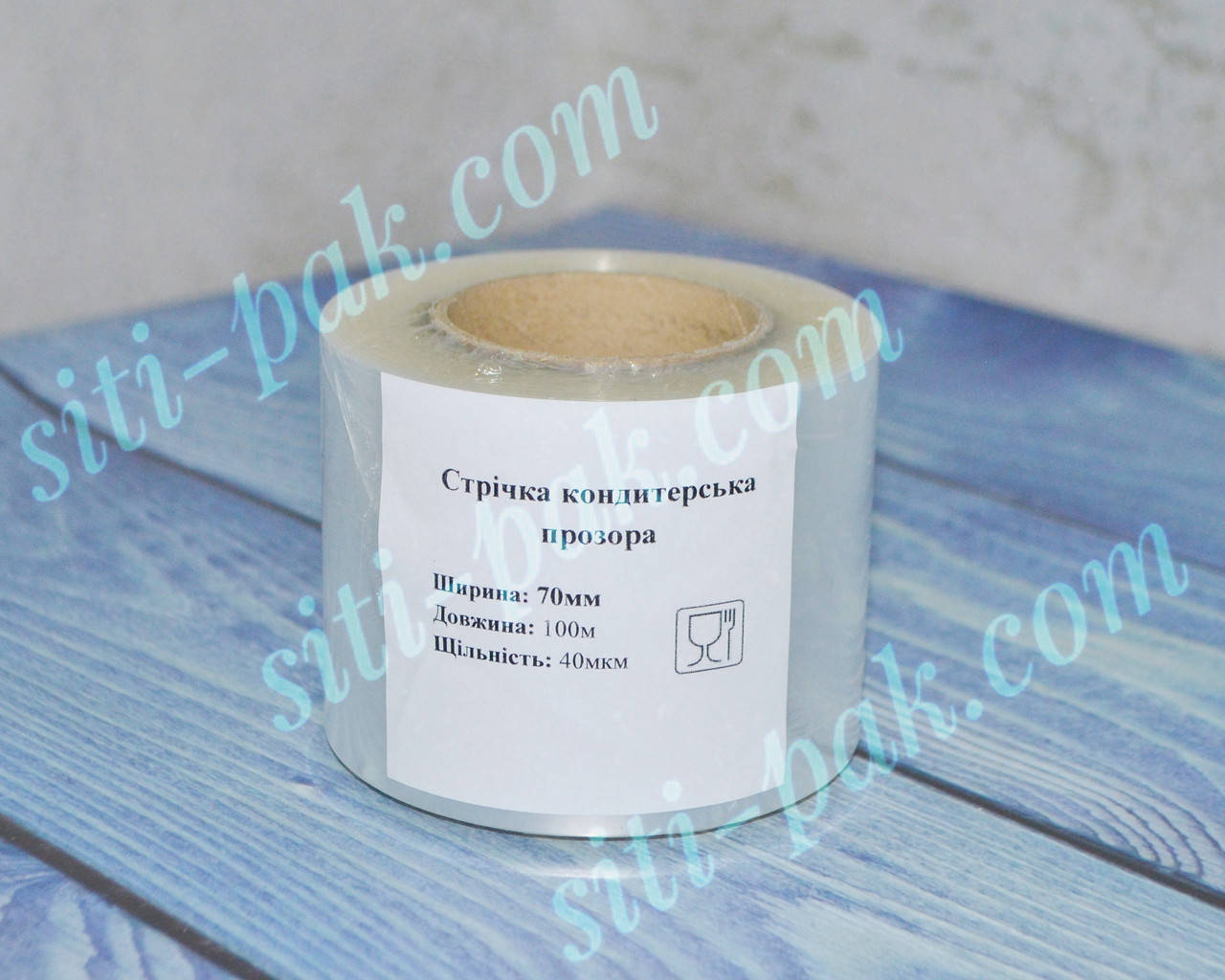 

Лента кондитерская прозрачная (плёнка), 40мкм, ширина 70мм (100м)