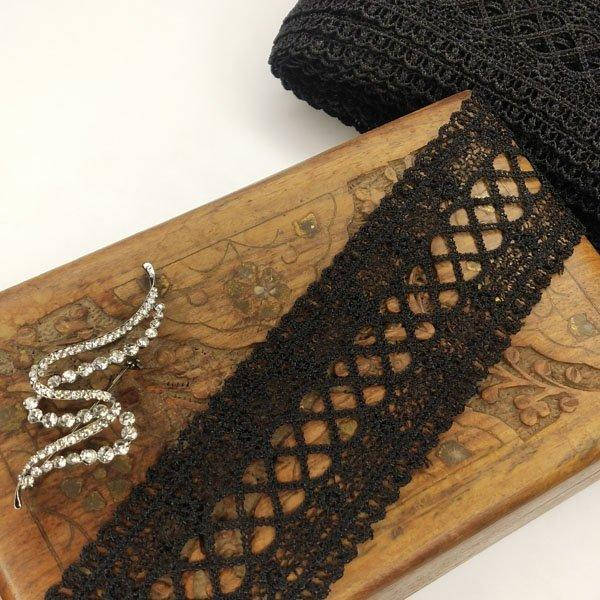 

(1 метр) Кружево макраме Sindtex 5,5см Цвет - Черный (20М-S60351B-3-4)