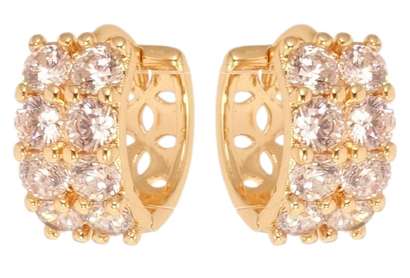 

Серьги Xuping M&L желтый оттенок колечки "Инкрустация цирконием"