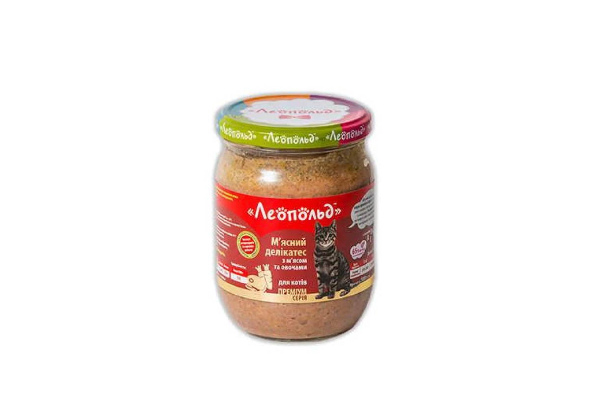 

Консервы Леопольд Мясные деликатесы с мясом и овощами 500г для кошек