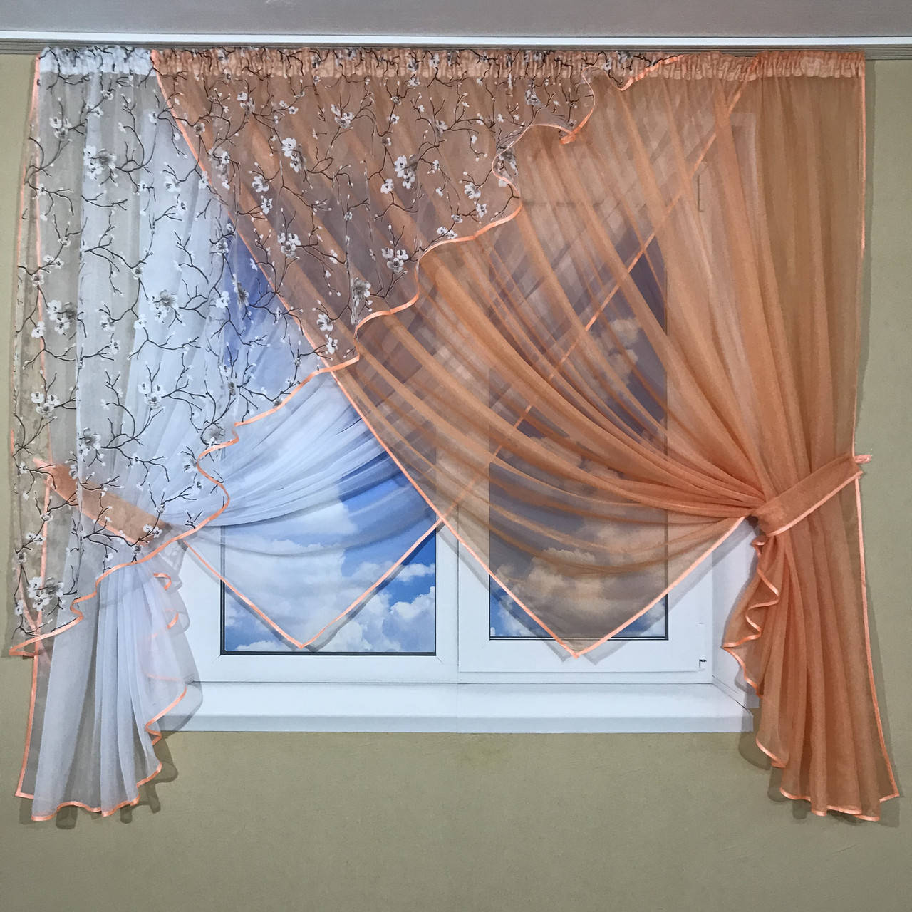 

Занавеска на кухню №362 персик сакура