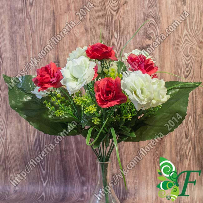 

Букет роз бело-красный Б-40