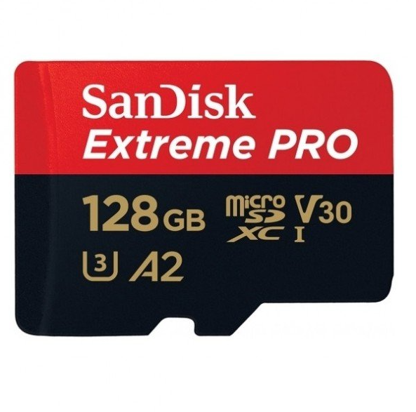 

Карта памяти SanDisk microSDXC Extreme Pro 128GB Class 10 UHS-I (U3) V30 A2 W-90MB/s R-170MB/s + SD-адаптер