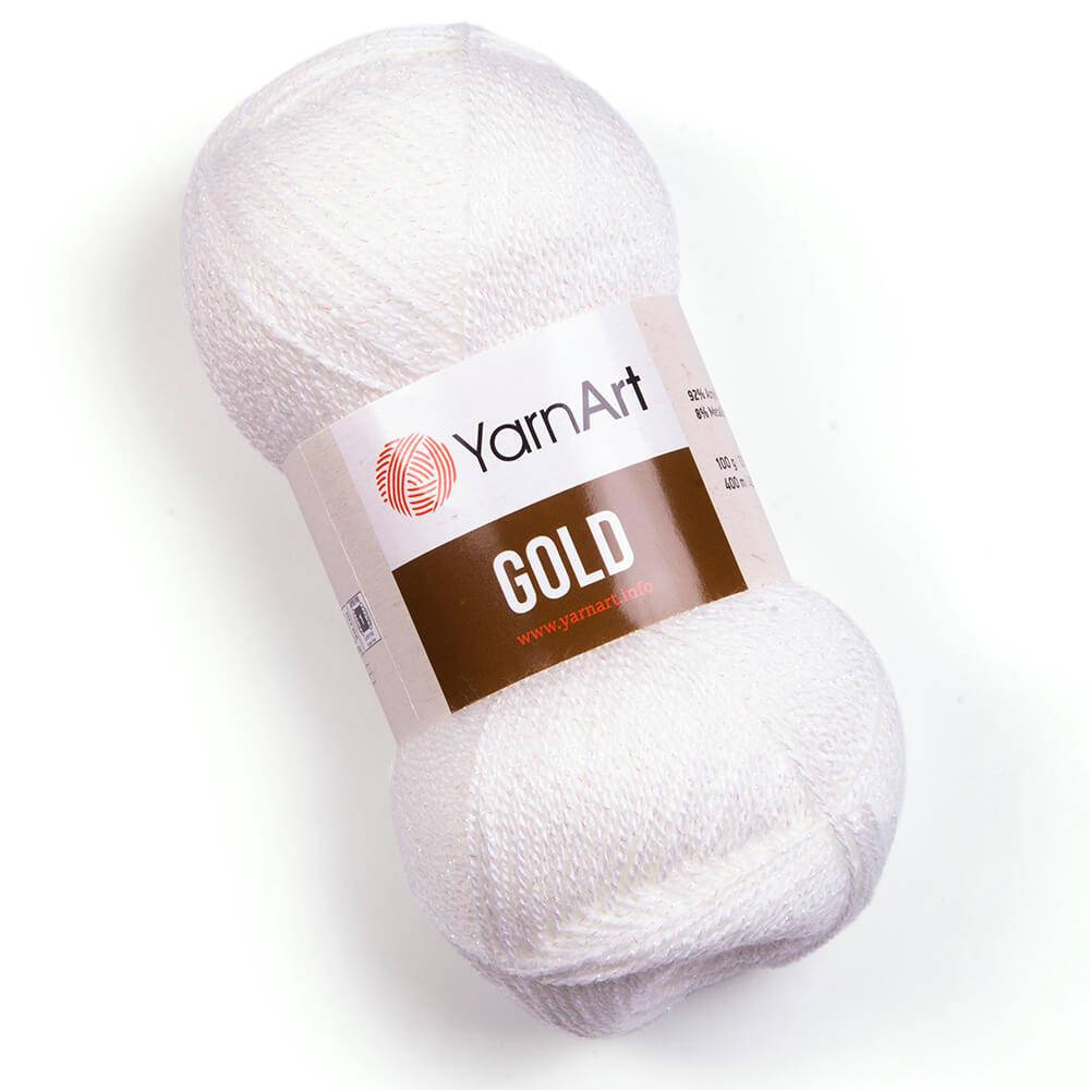 

YarnArt Gold № 9362 белый с белым люрексом
