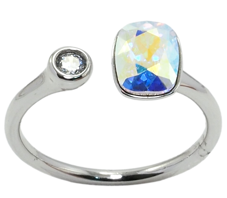

Кольцо Xuping Родий с кр-ми Swarovski "Кристалл АВ с фианитом" р.18-19