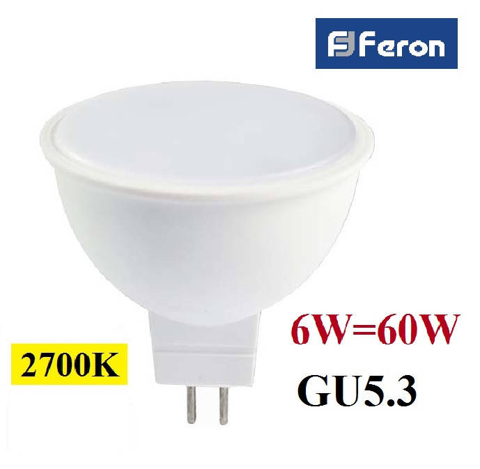 

Светодиодная лампа Feron LB-716 6W GU5.3 MR-16 230V 2700K (теплый свет)