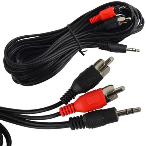 

Шнур аудио- видео штекер 3,5 стерео - 2 штекера RCA, диам.- 2,6х5,2мм, 1,2метра, Черный