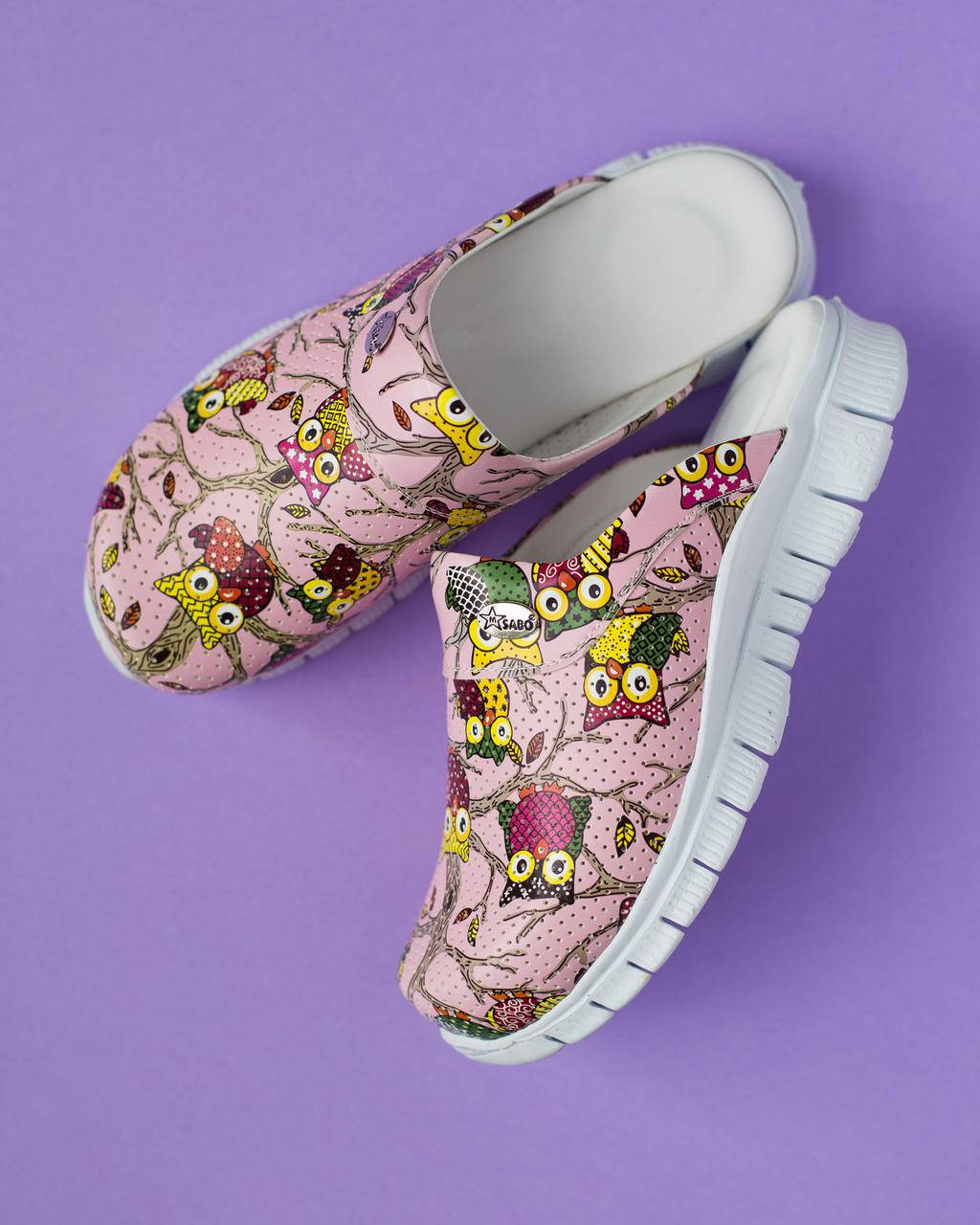 

Медицинская обувь сабо "Совы розовые" с подошвой Lite, Розовый