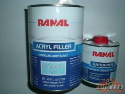

Грунт RANAL S-2000 5 + 1 2К акриловый черный 1кг. + отвердитель 0,2 л.