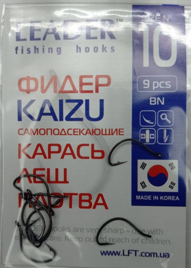

Крючки для рыбалки Leader ФИДЕР KAIZU BN № 10