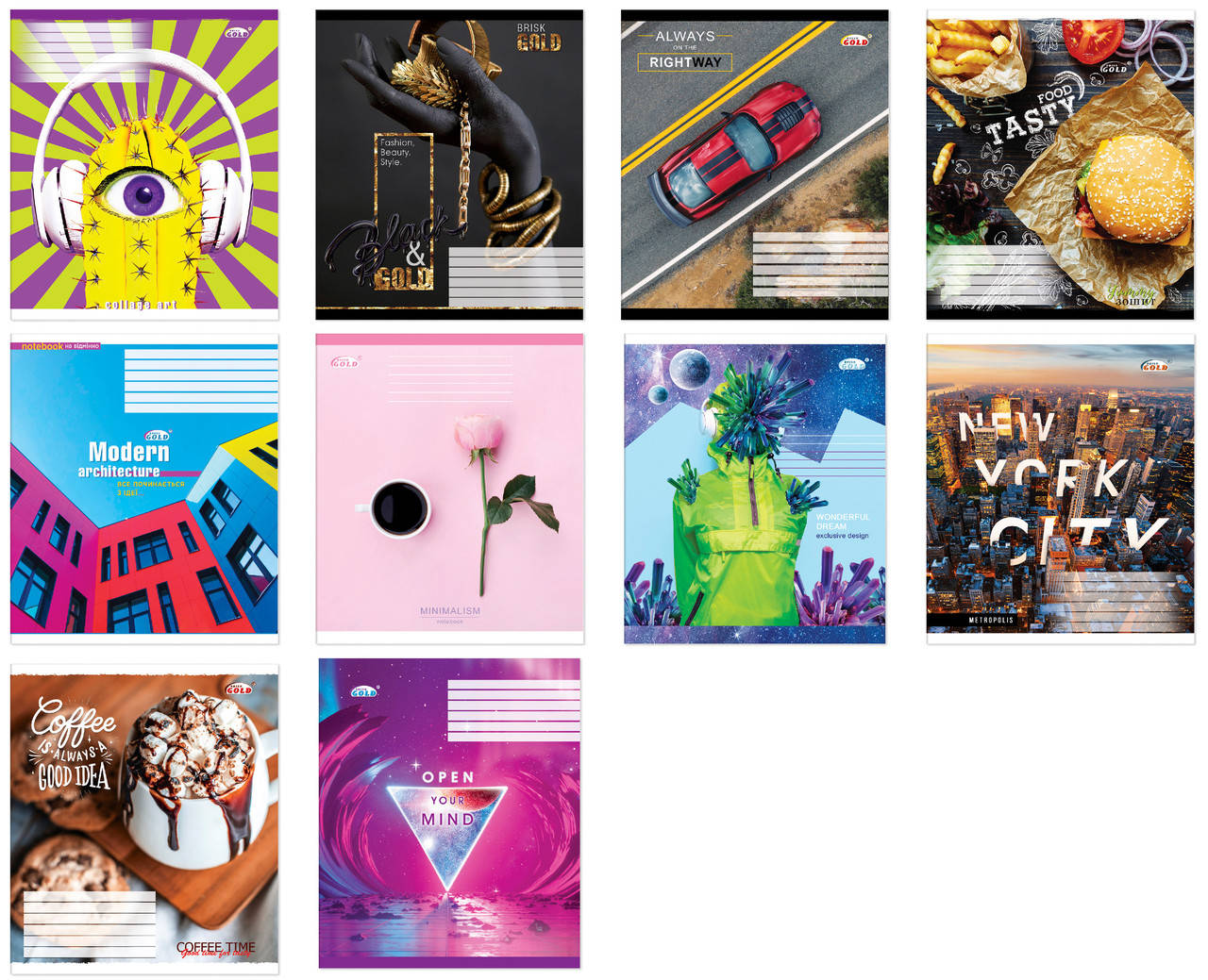 

Тетрадь школьная 48-л клетка 3007-48 Микс №2 10шт/уп GOLD