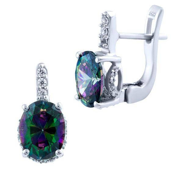 

Серебряные серьги с натуральным мистик топазом