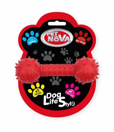 

Игрушка для собак Гантель со звуком Pet Nova 14 см красный