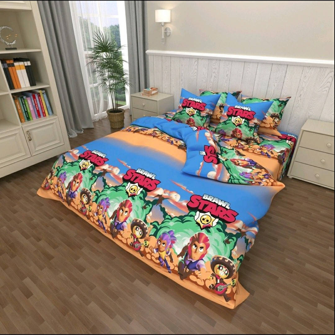 

Детское полуторное постельное белье Бравл старс