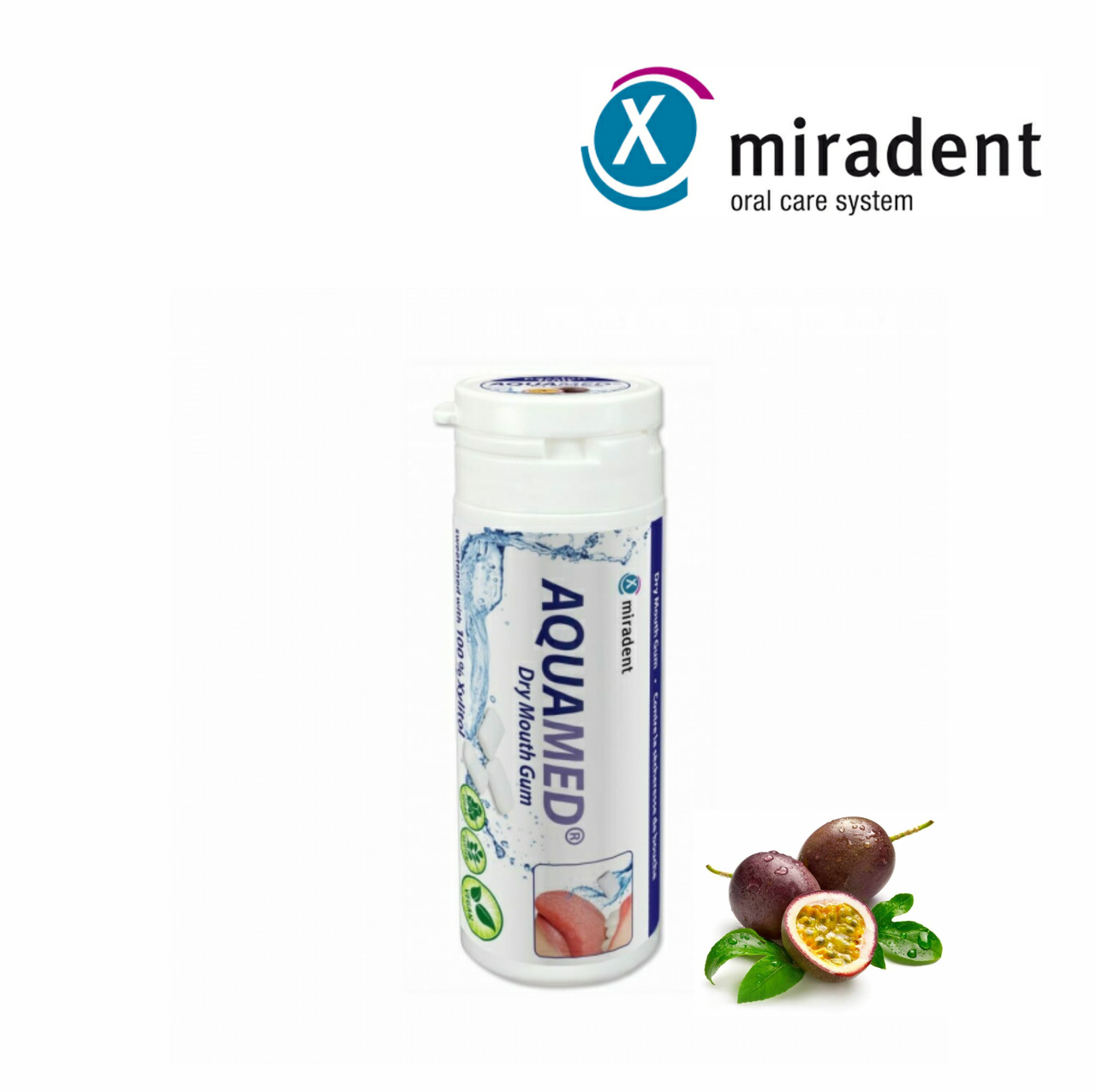 

Жевательная резинка Miradent Aquamed против сухости (со вкусом маракуйи), 30 шт
