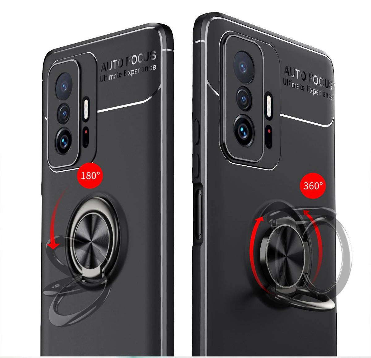 

Силиконовый защитный чехол для Xiaomi 11T / 11T Pro черный матовый с кольцом